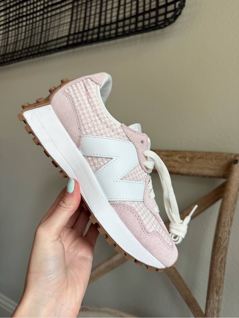 New Balance 327 Sneakers pink gingham - Picture 8 of 8